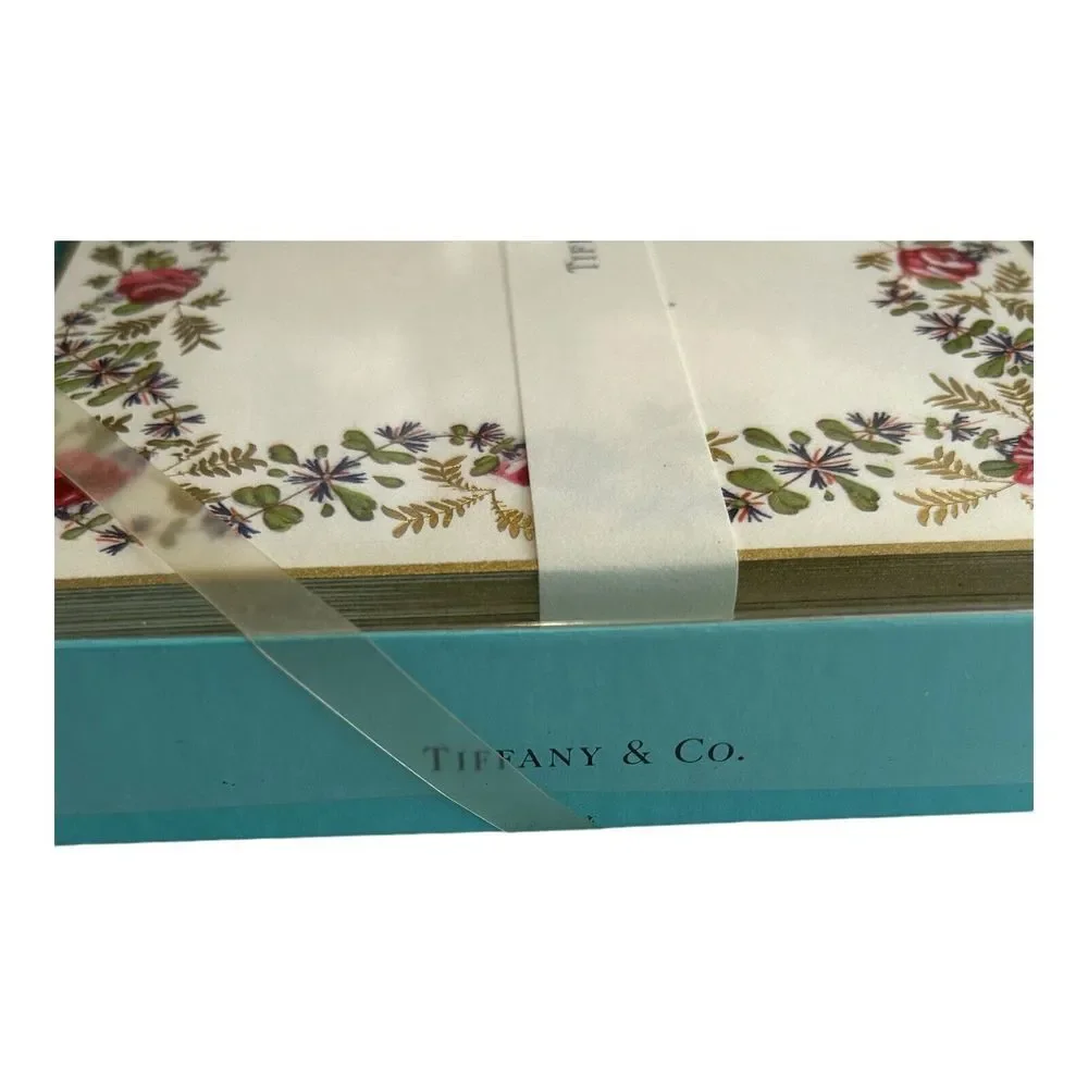 Tiffany & Co Blank Notecard Greeting card floral‎ border 12 cards & envelopes